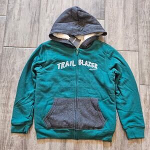 Eddie Bauer Boys Sherpa Lined Camp Hoodie S 7-8 Trail Blazer Green Zip Up NEW